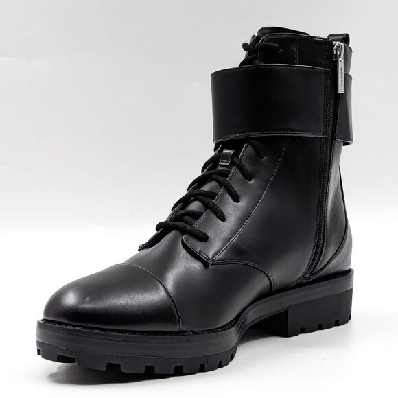 Michael Kors Women Tatum Vegan Black Leather MK Logo Combat Boots size 11 - Picture 4 of 12